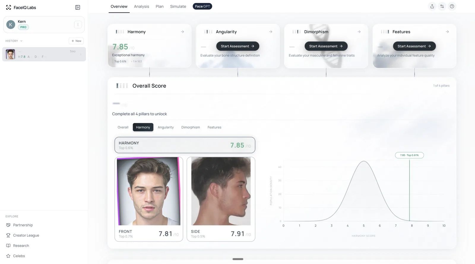 The FaceIQ harmony report I redesigned